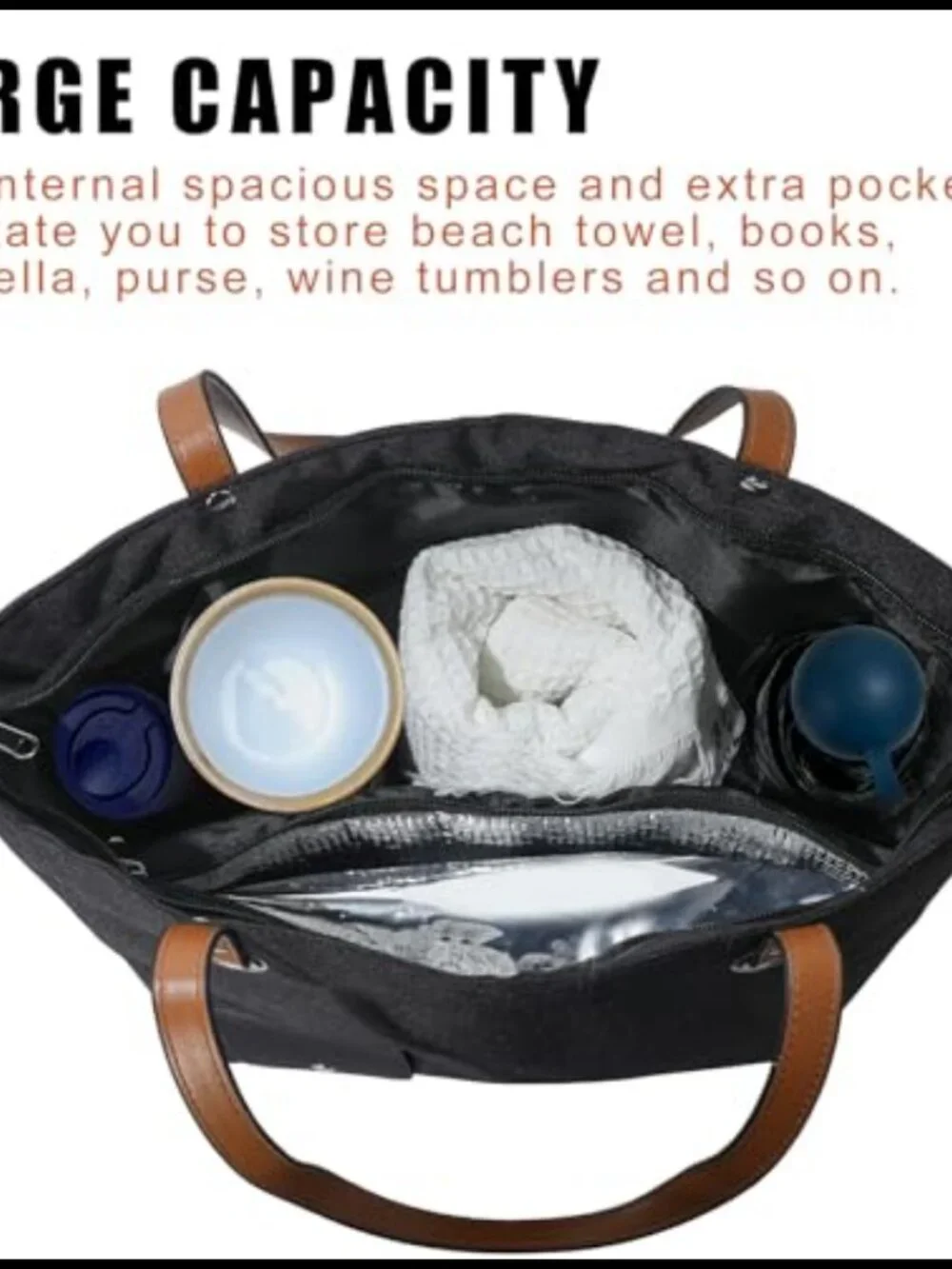 Leakproof Insulated Wine Tote Bag Carrier Holds 2 Bottles Travel Picnic